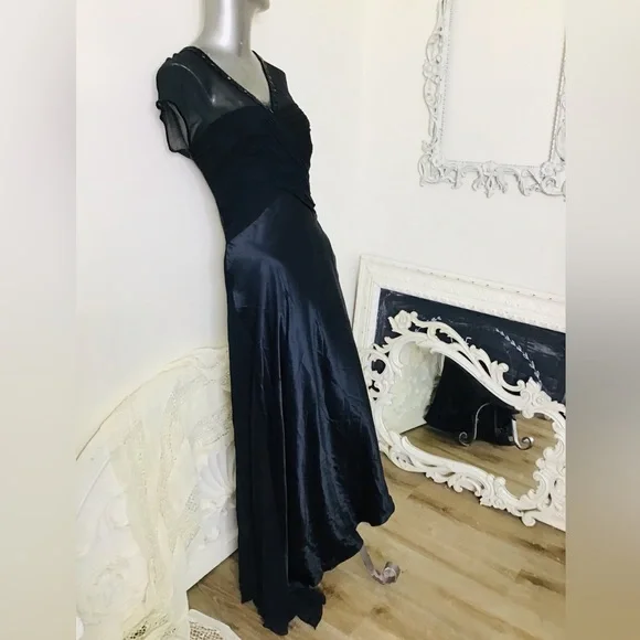 Dusk Black Silk/Sheer Dress NWT - Picture 3 of 10